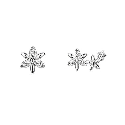 925 Silver Flower Stud Earrings Women-Jewearrings