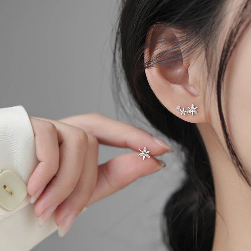 925 Silver Flower Stud Earrings Women-Jewearrings