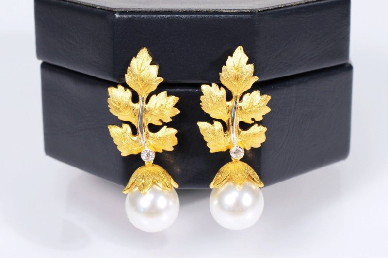 925 Silver Gold Leaf Bead Earrings-Jewearrings