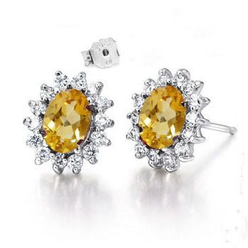 925 silver gold plated natural citrine earrings for women-Jewearrings