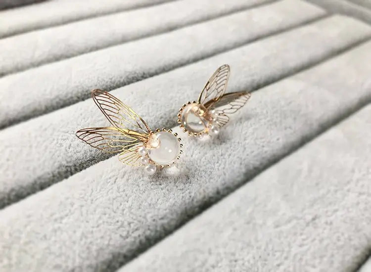 925 Silver Golden Feather Earrings-Jewearrings