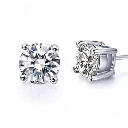 925 Silver Japanese And Korean Fashion Four-Claw Men'S And Women'S Diamond Stud Earrings-Jewearrings