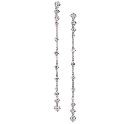 925 Silver Long High Carbon Diamond Earrings-Jewearrings