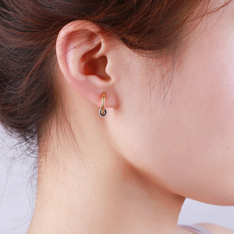 925 silver micro-inlaid zircon gold large circle ear clip earrings women fashion smart small ring earrings earrings-Jewearrings