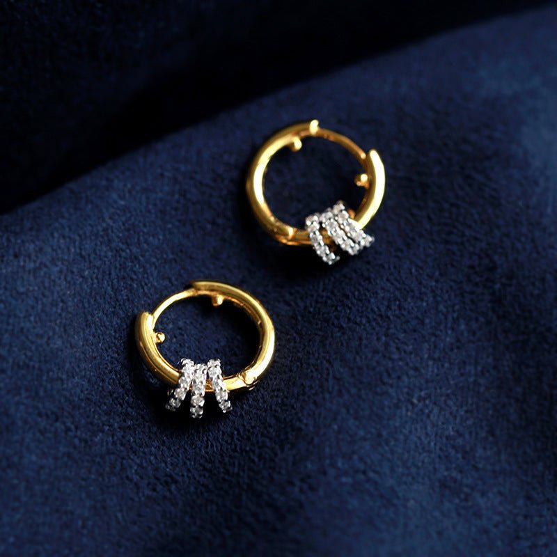 925 silver micro-inlaid zircon gold large circle ear clip earrings women fashion smart small ring earrings earrings-Jewearrings