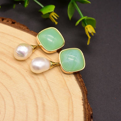 925 Silver Natural Baroque Pearl Fruit Color Stud Earrings-Jewearrings