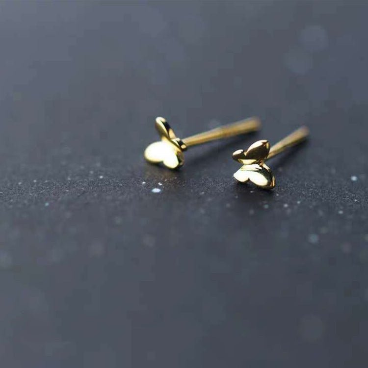 925 silver needle 14K Gold Butterfly Earrings-Jewearrings