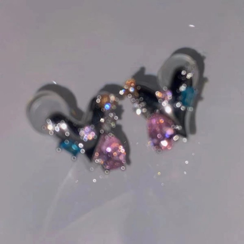 925 Silver Needle A Love Fondant Earrings Blue Zircon-Jewearrings