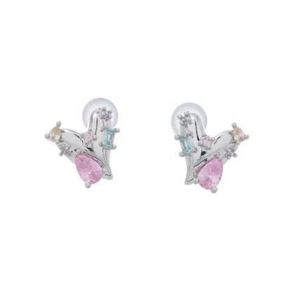 925 Silver Needle A Love Fondant Earrings Blue Zircon-Jewearrings