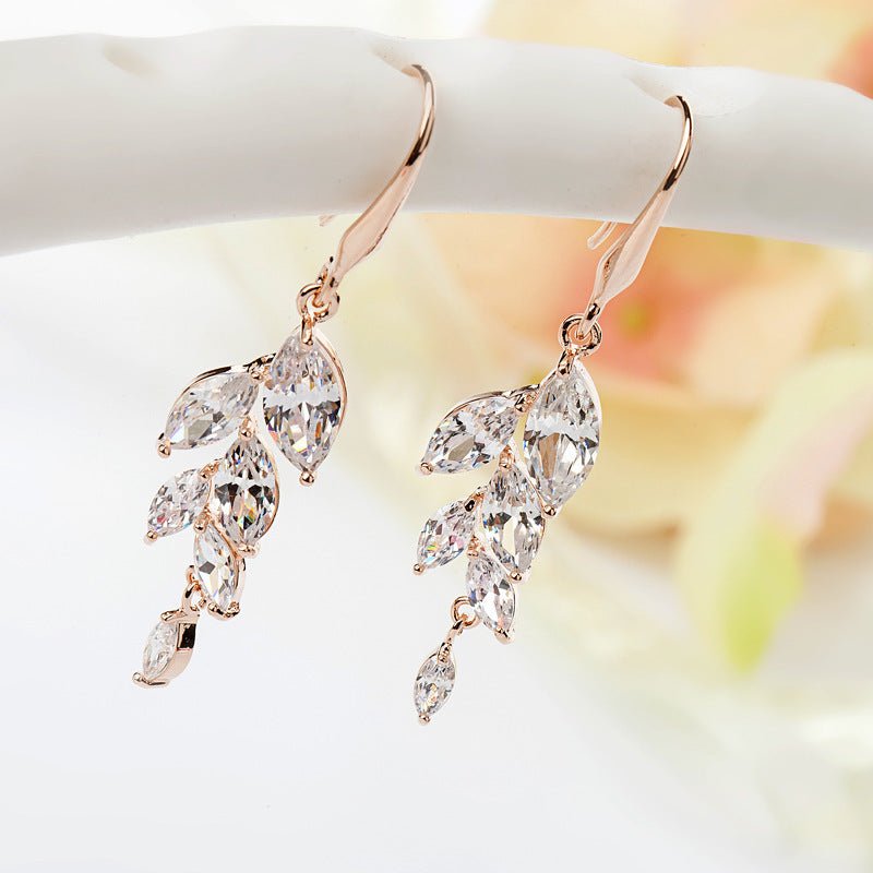 925 Silver Needle Crystal Stud Earrings Female Temperament Simple Long Style-Jewearrings