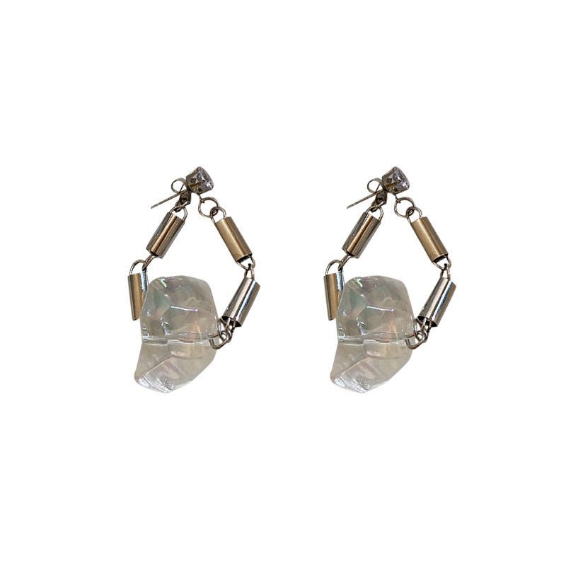 925 Silver Needle Diamond Acrylic Ice Cube Earrings-Jewearrings