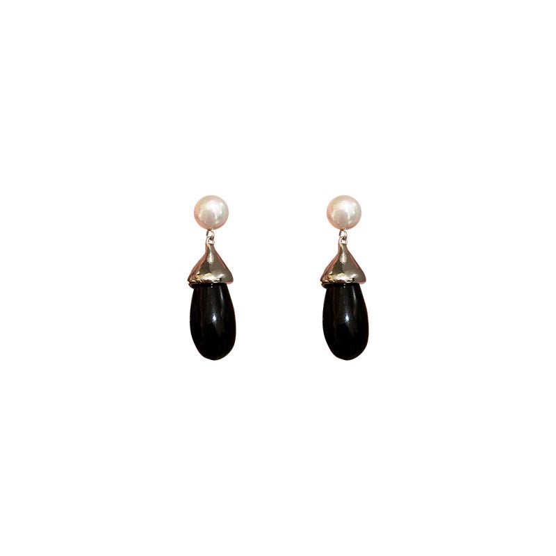 925 Silver Needle European And American Pearl Resin Drop Earrings Women-Jewearrings