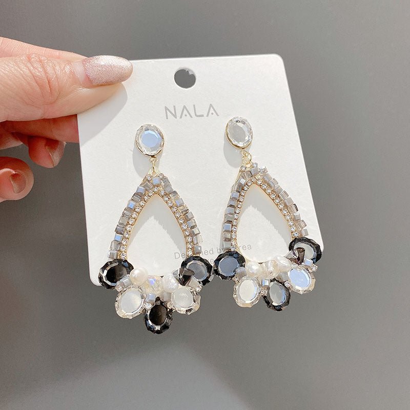 925 Silver needle female drop-shaped pearl earrings-Jewearrings