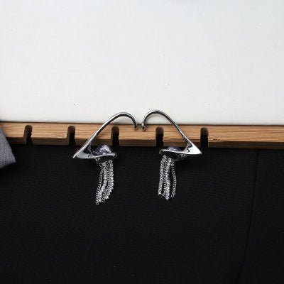 925 Silver Needle Long Chain Earrings Butterfly Ear Bone Clip-Jewearrings