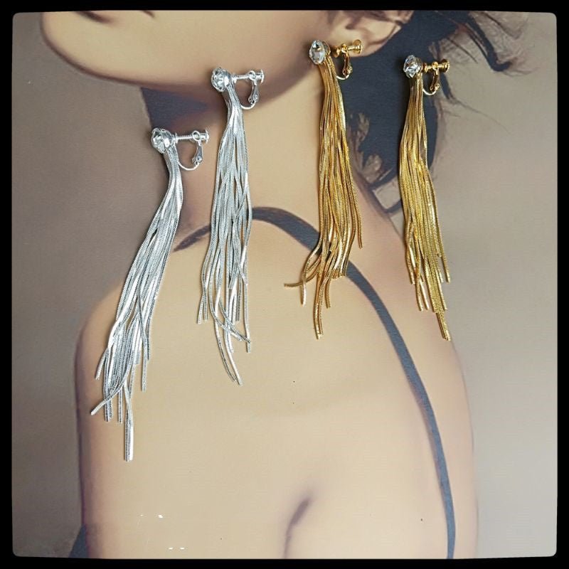 925 silver needle long earrings-Jewearrings