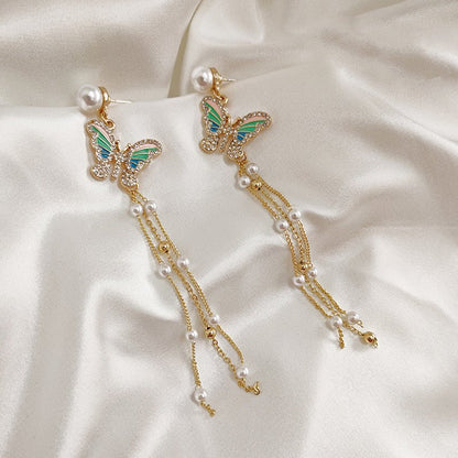 925 Silver Needle Long Face Thin And Cool Butterfly Earrings-Jewearrings