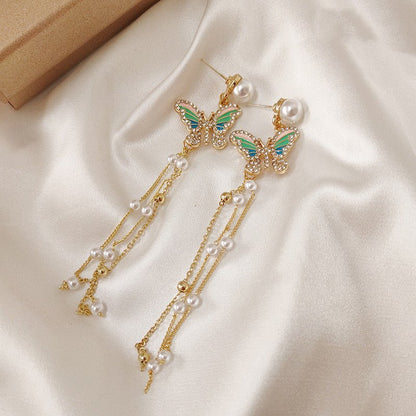 925 Silver Needle Long Face Thin And Cool Butterfly Earrings-Jewearrings