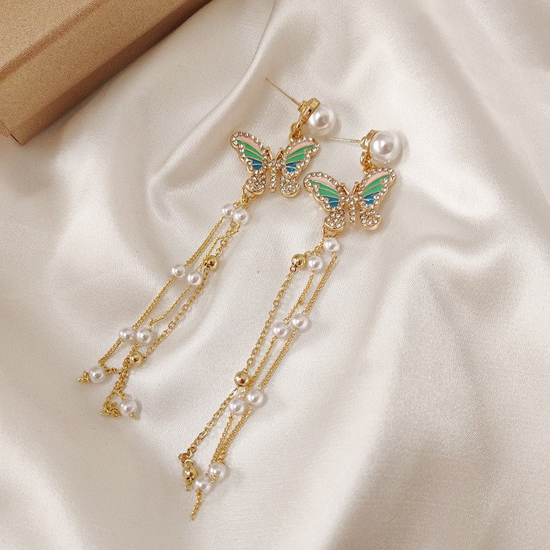 925 Silver Needle Long Face Thin And Cool Butterfly Earrings-Jewearrings