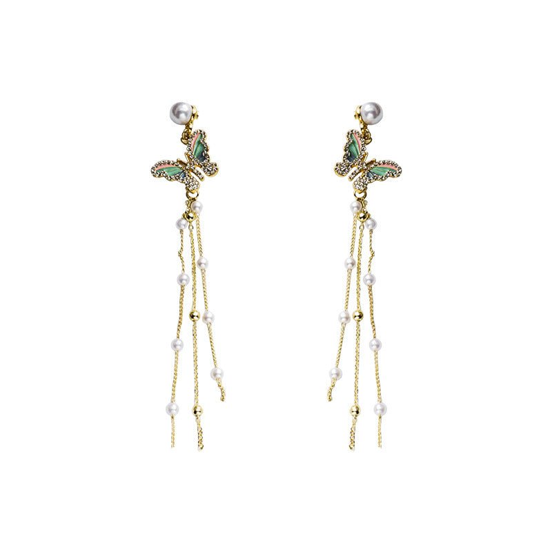 925 Silver Needle Long Face Thin And Cool Butterfly Earrings-Jewearrings