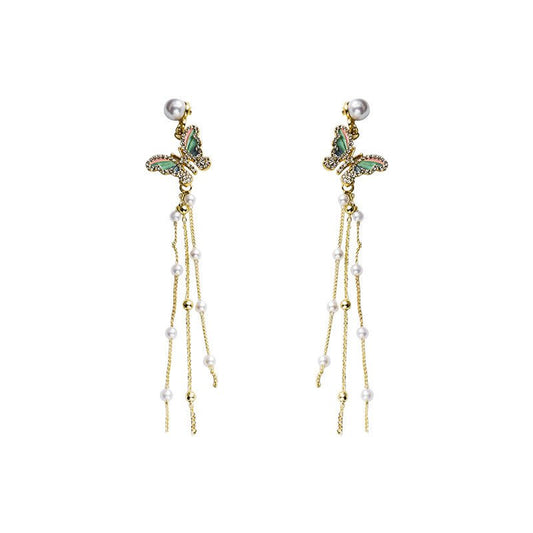 925 Silver Needle Long Face Thin And Cool Butterfly Earrings-Jewearrings