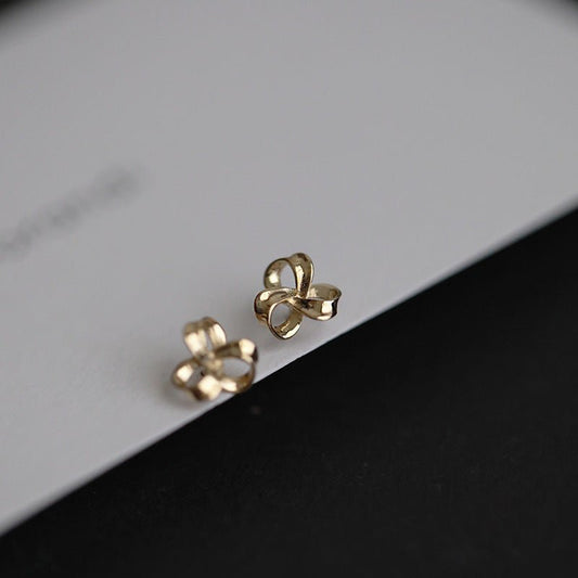 925 Silver Needle Lucky Flower Stud Earrings For Women-Jewearrings