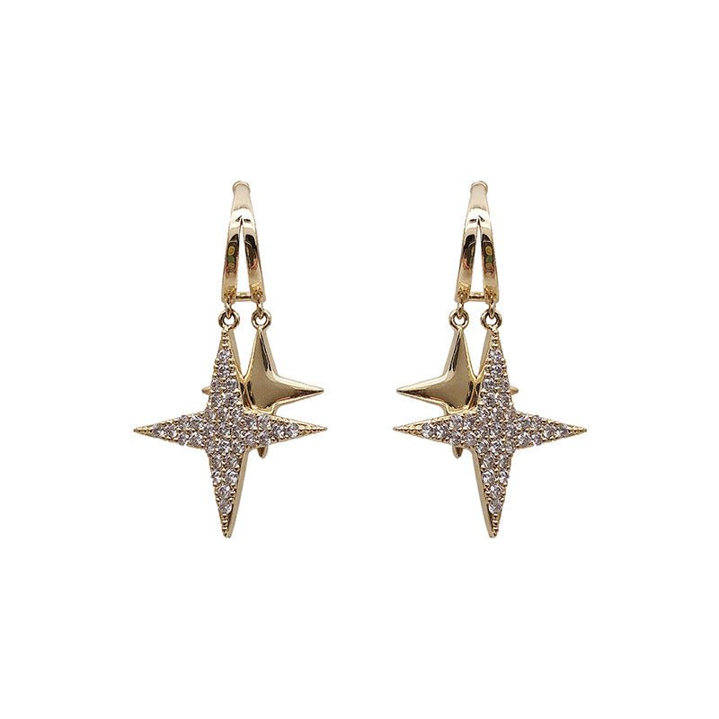 925 Silver Needle Micro Inlaid Sparkling Diamond Star Stud Earrings-Jewearrings