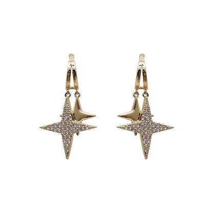 925 Silver Needle Micro Inlaid Sparkling Diamond Star Stud Earrings-Jewearrings