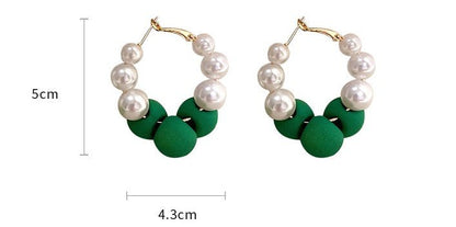 925 Silver Needle Pearl Hoop Earrings Korean Retro Personality-Jewearrings