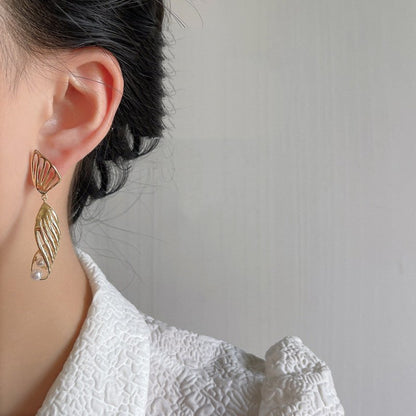 925 Silver Needle Plated With 14K Handmade Design Long Geometric Earrings-Jewearrings