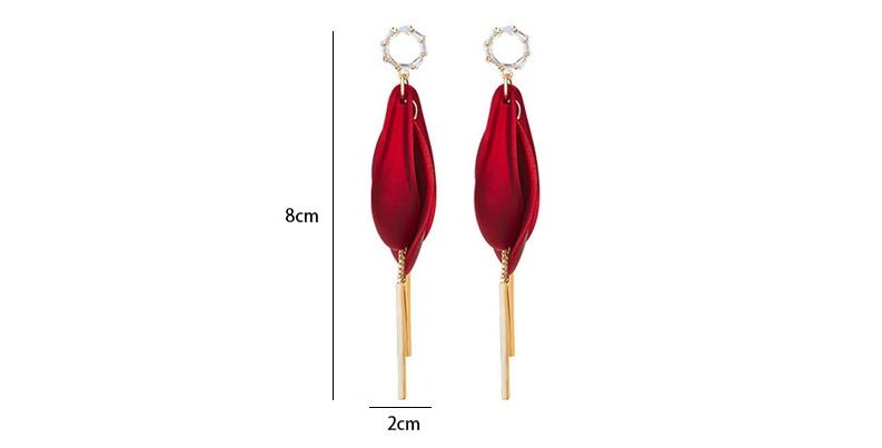 925 Silver Needle Red Copper Earrings Studded With Zircon Women's Long Tassel Earrings New Trendy Korean Online Influencer Earrings-Jewearrings