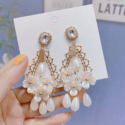 925 Silver Needle Retro Baroque Crystal Pearl Drop-shaped Earrings-Jewearrings