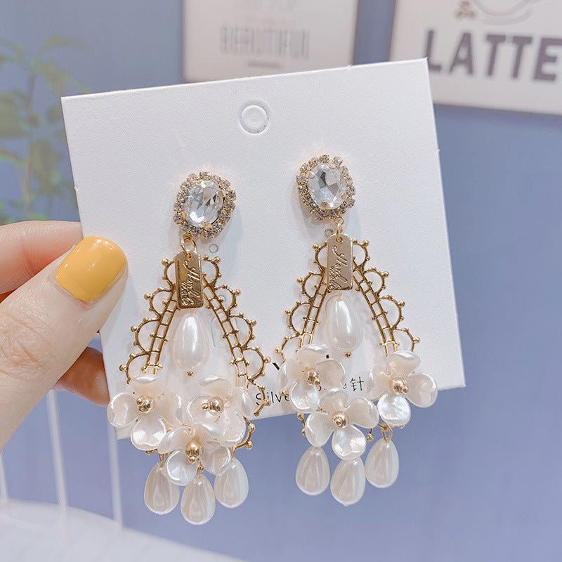 925 Silver Needle Retro Baroque Crystal Pearl Drop-shaped Earrings-Jewearrings