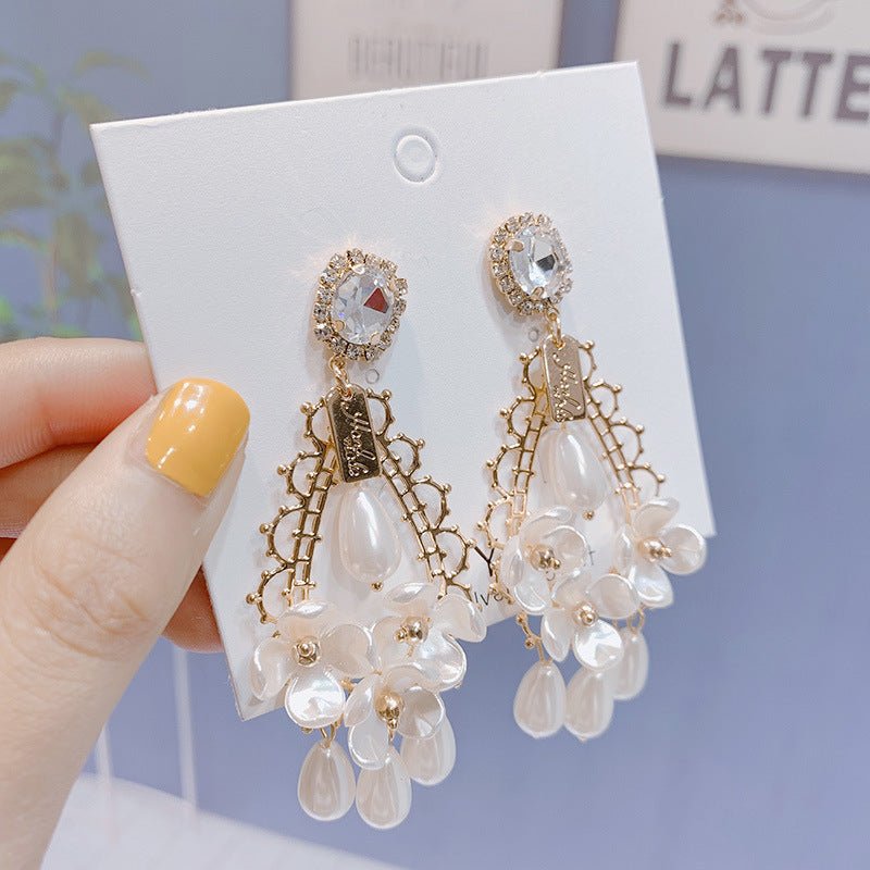 925 Silver Needle Retro Baroque Crystal Pearl Drop-shaped Earrings-Jewearrings