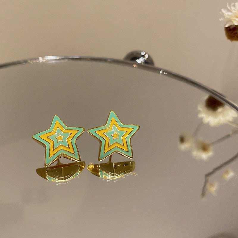 925 Silver Needle Star Lake Blue Stud Earrings-Jewearrings