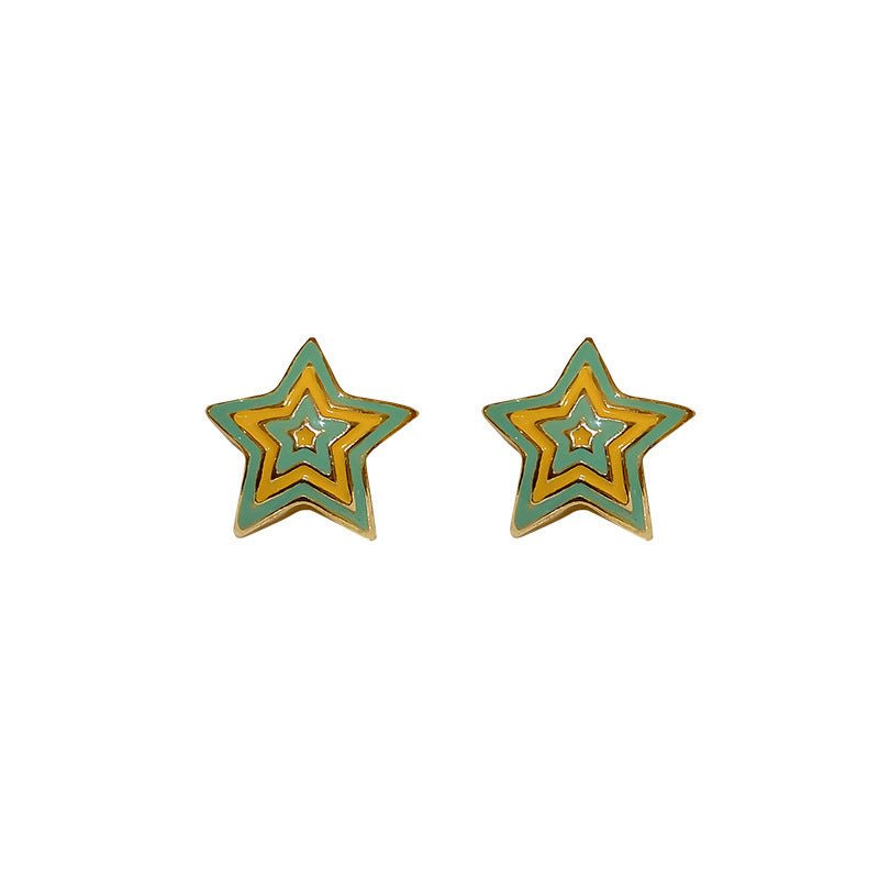 925 Silver Needle Star Lake Blue Stud Earrings-Jewearrings