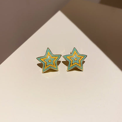 925 Silver Needle Star Lake Blue Stud Earrings-Jewearrings