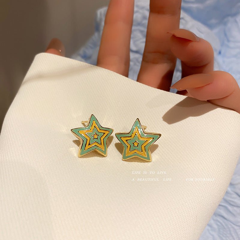 925 Silver Needle Star Lake Blue Stud Earrings-Jewearrings