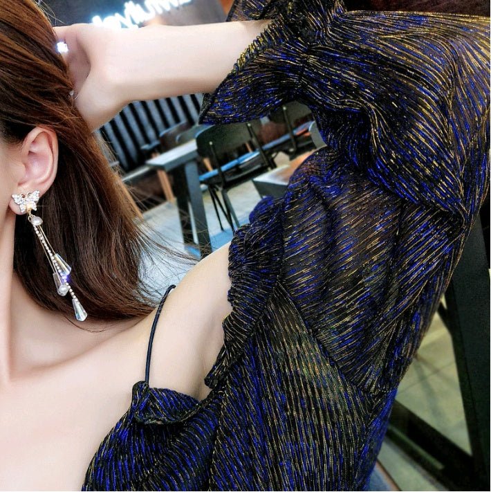 925 silver needle super fairy crystal earrings butterfly temperament long tassel earrings personality earrings earrings-Jewearrings