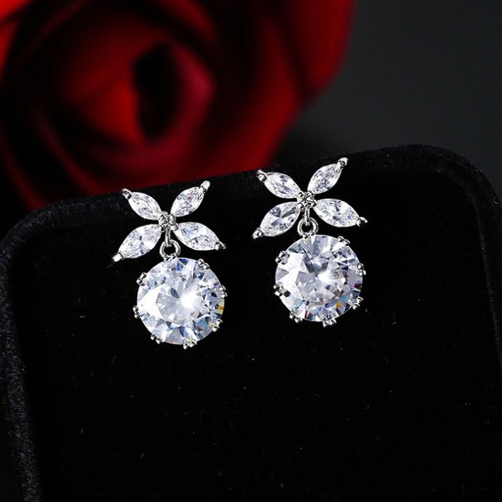 925 silver needle temperament flower long tassel earrings snowflake geometric zircon earrings-Jewearrings