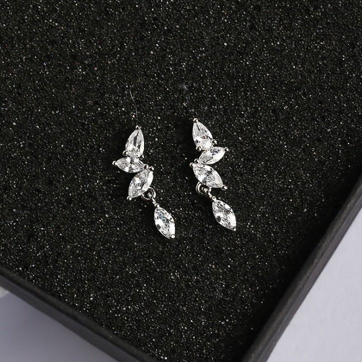 925 silver needle temperament flower long tassel earrings snowflake geometric zircon earrings-Jewearrings