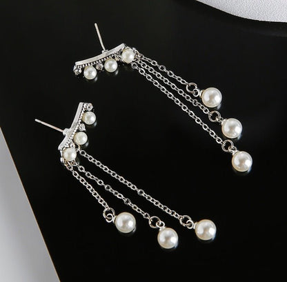 925 silver needle temperament flower long tassel earrings snowflake geometric zircon earrings-Jewearrings