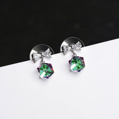 925 silver needle temperament flower long tassel earrings snowflake geometric zircon earrings-Jewearrings