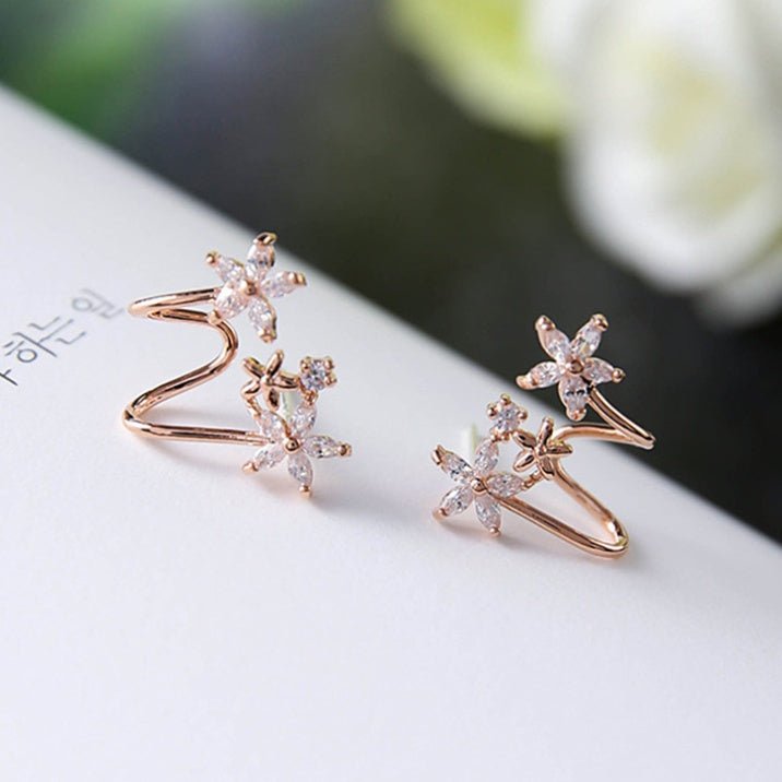 925 silver needle temperament flower long tassel earrings snowflake geometric zircon earrings-Jewearrings