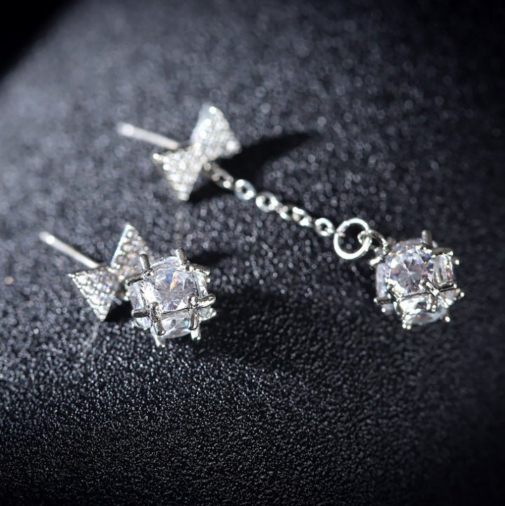 925 silver needle temperament flower long tassel earrings snowflake geometric zircon earrings-Jewearrings