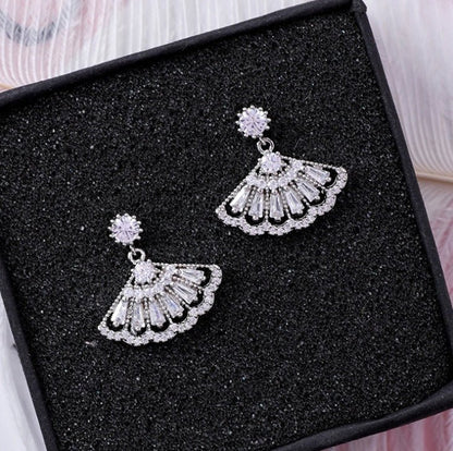 925 silver needle temperament flower long tassel earrings snowflake geometric zircon earrings-Jewearrings