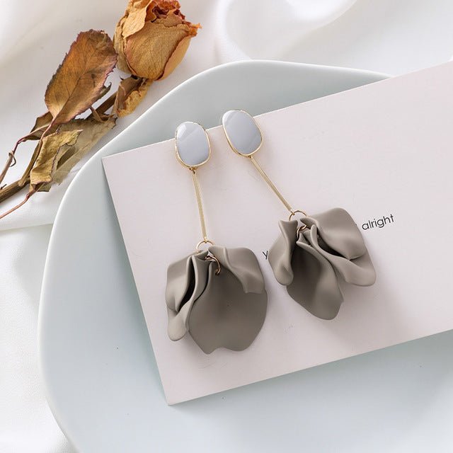 925 Silver Needle Temperament Simple Acrylic Petal Earrings-Jewearrings