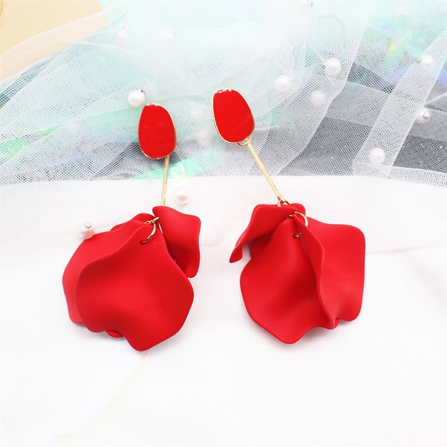 925 Silver Needle Temperament Simple Acrylic Petal Earrings-Jewearrings