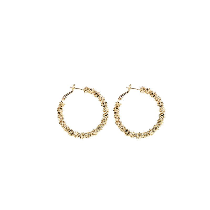 925 Silver Needle Textured Metal Hoop Earrings-Jewearrings