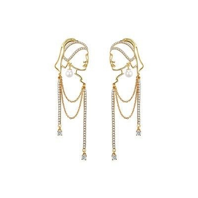 925 Silver Needle With Pearl Earrings Exaggerated French Style Long Tassel-Jewearrings