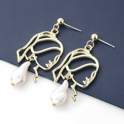 925 Silver Needle With Pearl Earrings Exaggerated French Style Long Tassel-Jewearrings